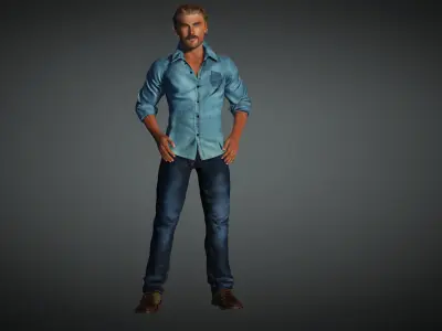 Realistic 3d character fully rigged game and animation ready Low-poly 3D model