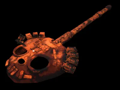 Burned Russian T90 Tank Turret debris Low-poly 3D model