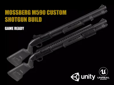 Mossberg 590 Custom 12 Gauge Shotgun Build Low-poly 3D model