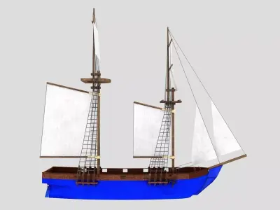 schooner ship 3D model