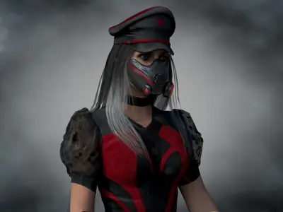 Soviet Cyberpunk Girl Low-poly 3D model