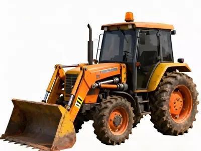 Industrial Orange Loader Tractor 3D Model Low-poly 3D model