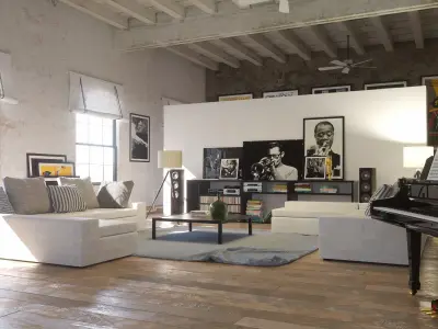 Jazzy Loft Octane Render 3D model