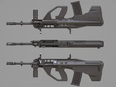 F90 Bullpup Rifle AUG Low-poly 3D model