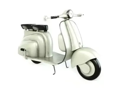 White Retro Scooter 3D model