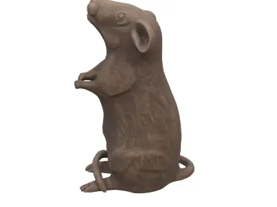 Rat wood statue Low-poly 3D model