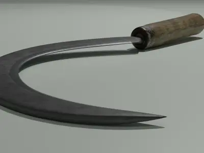 Sickle sword with wooden handle 3D model