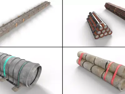 Construction Site Props - Game Ready 3D Assets Low-poly 3D model