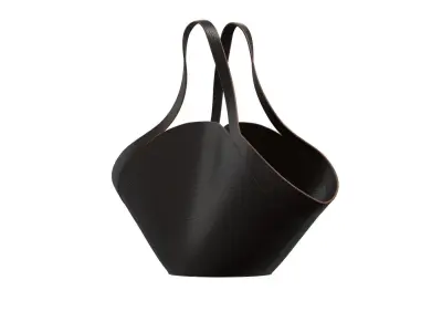 Black Leather Big Tote Bag 3D model