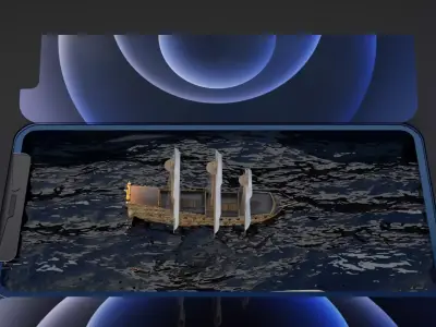 Ship appearing out of a IPhone  3D model
