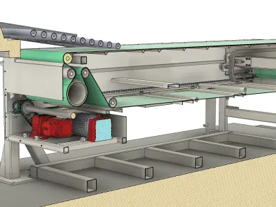 3D design of telescopic retracting loading conveyor 3D model