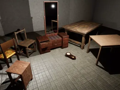 Japanese  Antique Furniture-PBR Game Ready 3D Model Low-poly 3D model