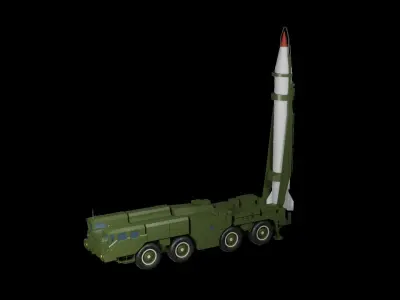 Low poly Hwasong-6 SCUD-C missile launcher 3D model