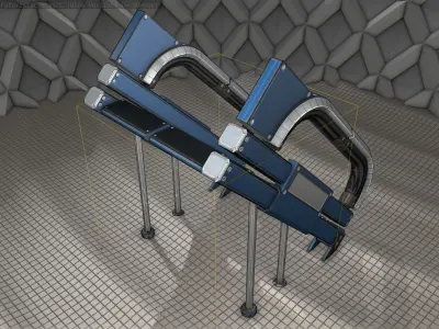 Sci-Fi Stairs - 4 - Blue Version  Low-poly 3D model