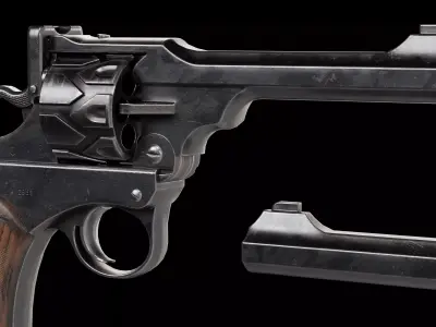 Webley Fosbery Automatic Revolver Low-poly 3D model purchase
