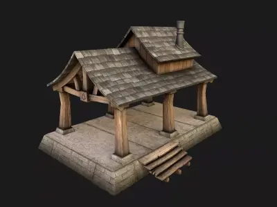 Medieval Storage Low-poly 3D model