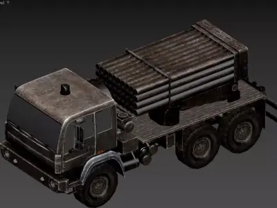 3D model of a military truck equipped 3D model