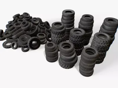 Tire Pile Junk Low-poly 3D model
