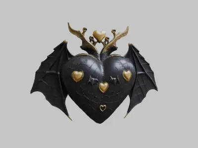 Demon Heart Wings 3D Model Low-poly 3D model