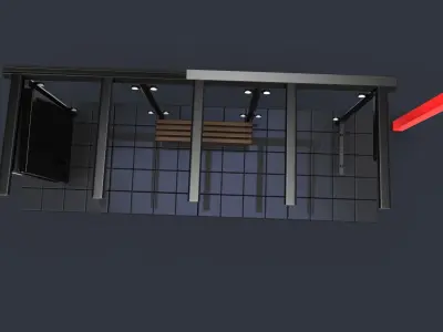 busstop bus stop with two benches and light 3D print model