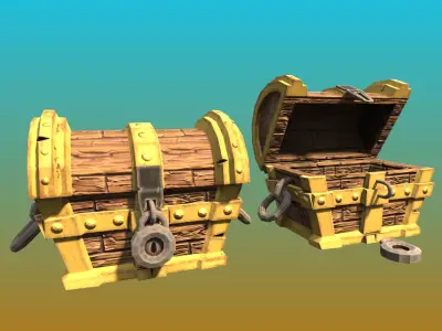Cartoon Pirate Chest Game Ready Low-poly 3D model