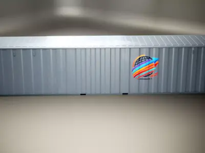 Intermodal Shipping Container 40-foot-long Grey Low-poly 3D model