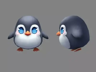 Cartoon baby penguin - male - lovely Low-poly 3D model