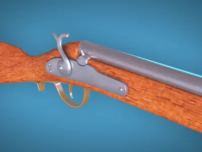 Percussion Musket LowPoly Firearm  3D Model Low-poly 3D model
