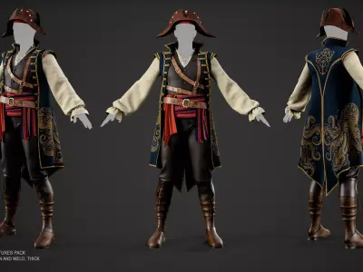 Pirate Captain Attire- ZPRJ-FBX-OBJ Files 3D model