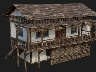 Old House Building 4K Textures GameReady 165 Low-poly 3D model