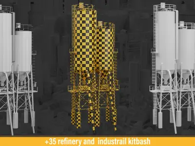refinery and industrail kitbash 3D model
