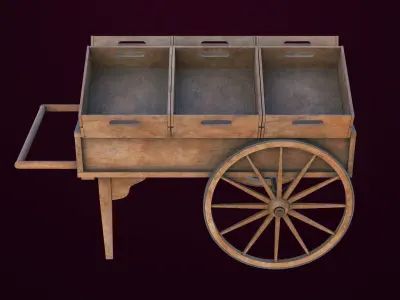  Wooden Cart 7 Dusty All PBR Unity UE Textures Included Low-poly 3D model
