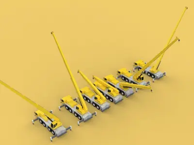 ALL CONFIGURATION MOBILE CRANE TERRAIN CRAWLER LIFTING JIB TRUCK 3D model