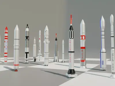 Rocket collection nasa chess set Low-poly 3D model