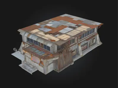 Warehouse Patchwork  Industrial Charm with Makeshift Repairs 3D model