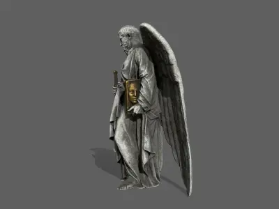 Old Man Statue Low-poly 3D model 2