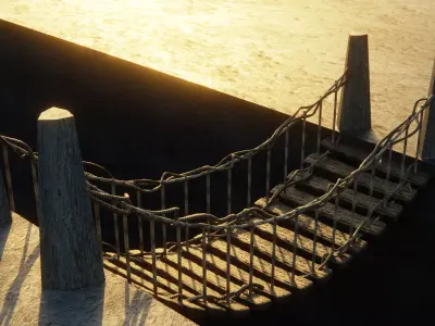 Wooden Bridge - Procedural Low-poly 3D model