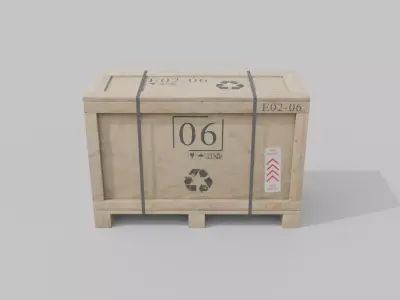 Long Narrow Wooden Crate - Customizable Shipping Box Low-poly 3D model