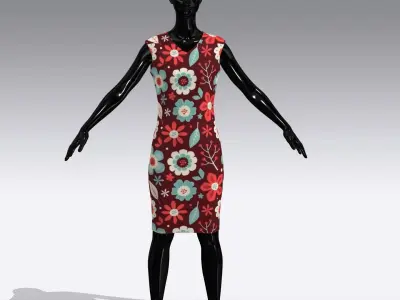 Female Cloth Dress Low-poly 3D model