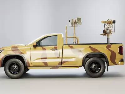 Anti Drone Pickup Truck Desert Camo 3D model