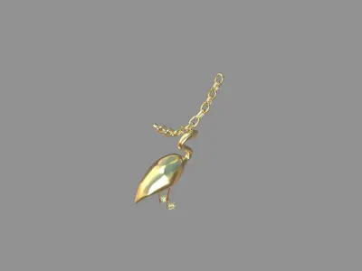 flamingo locket golden 3D model