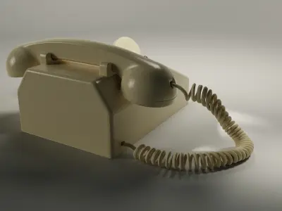 Old Landline phone Medium Poly Beige 4k textures 3D model