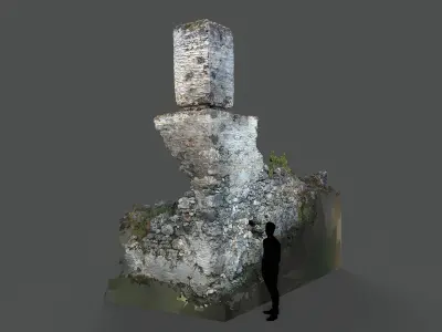 Abandoned House Ruined Part Scan - Broken Wall 09 3D model