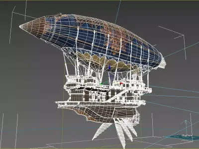 Ancient magical style luxury airship 3D model