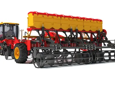 Tractor with Trailed Disc Harrow 3D model get