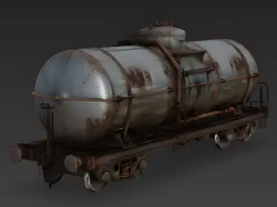 Realistic Rusted Tanker Car 3D Model Low-poly 3D model