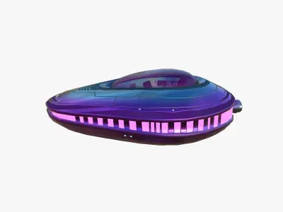 Alien Spaceship UFO C04 Purple Blue - Sci Fi Spacecraft Design Low-poly 3D model