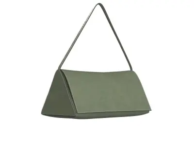 Olive Leather Triangle Shoulder Bag 3D model