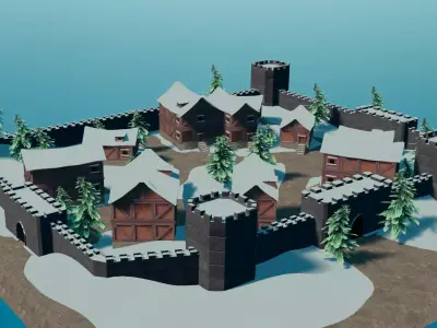 Winter Castle Village 3D model buy