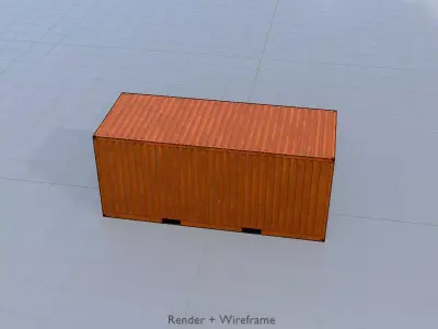 20ft Shipping Container signal orange  Low-poly 3D model